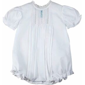 Feltman Brothers Girls White Pintucks & Lace Bubble, 6 Months