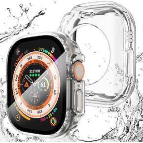 حافظة خصوصية مقاومة للماء 2 في 1 من NewWays [مضادة للتجسس] لساعة Apple Watch Ultra2 49 مم، واقي شاشة 49 مم، غطاء وجه واقٍ 360 درجة ممتص الصدمات من البولي كربونات الصلب + إطار خلفي لملحقات iWatch Ultra 49 مم، تيتانيوم