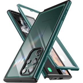 SUPCASE UB Edge Pro Series Case for Samsung Galaxy S22 Ultra 5G (2022 Release), Slim Frame Clear Protective Case with Built-in Screen Protector (Ruddy)