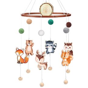 Cowboy Baby Crib Mobile Western Cowboy Nursery Mobiles Boho Ceiling Mobile Wooden Wind Chime Hanging Mobile Cactus Horse Hats Mobiles Bassinet for Room Decor Photography Prop Newborn Gift
