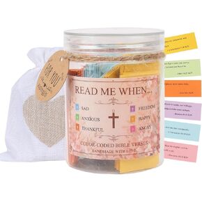 Handmade Jars Bible Verses in a Jar Hope Jar Prayer Jar Scripture Jar Portable Thickened PET Plastic Bible Verses Jar Color-Coded Blessings Jar Christian Gift Bible Verse Gifts for Mom