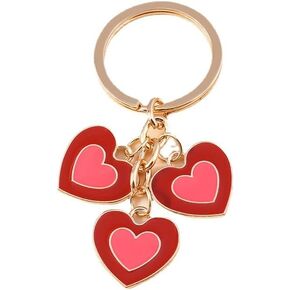 tenghong2021 Valentine's Day Gift Sweet Heart Keychain Charms Enameled Cute Hearts Keyring Purse Bag Woman Accessories