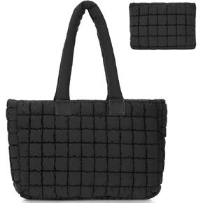 Juoxeepy Laptop Tote Bag for Women Work Bag Quilted Puffer Tote Bag Puffy Diaper Bag Nurse Bag with Compartments