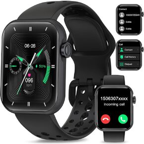Smart Watch, 1.83" Smart Watches for Women Men (Answer/Make Call), Fitness Tracker with 100+ Sports Modes, Smartwatch with Heart Rate, Blood Oxygen, Sleep Monitor, Quick Reply, Black