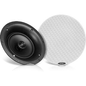 Pyle Pair 8.0" Bluetooth Universal Flush Mount In-wall In-ceiling 2-Way Speaker System Dual Polypropylene Cone & Polymer Tweeter Stereo Sound 400 Watts (PDICBT87) , Black
