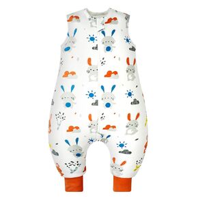 WYTbaby Sleep Sack 1.0 Tog with Feet, 100% Organic Cotton Sleeveless Toddler Wearable Blanket Baby Sleeping Bag, Blue Moon 80cm/2-3 Years
