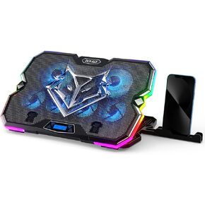 KeiBn Gaming Laptop Cooling Pad, Laptop Cooling Stand with 5.5inch External Cooling Fan, Rapid Cooling Laptop 15.6-19.3inch, Infinitely Variable Speed, 8 Height Stands, 4 USB Ports