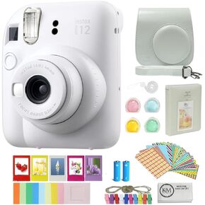 FUJIFILM INSTAX Mini 12 Instant Film Camera | Blossom Pink Bundled with Instax Accessory Bundle + Cleaning Cloth (8 Items)