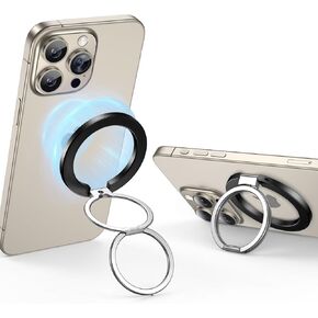 Miracase for MagSafe Ring Holder, MagSafe Phone Grip, Magnetic Phone Ring Holder, Magnetic Phone Grip with 2-Way Adjustable Stand for iPhone 15/14/13/12 Series, MagSafe Accessories, Black