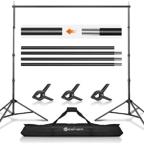 Yesker 10 X 10 ft Photo Video Studio Background Support Stand, Adjustable Heavy Duty Photography Backdrop Support System Kit for Photoshoot Party Video Creator