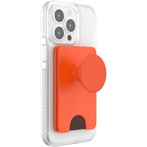 PopSockets Phone Wallet with Expanding Grip, Phone Card Holder, Wireless Charging Compatible, Wallet Compatible with MagSafe, Into The Woods - Persimmon