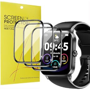 Compatible for QONBINK Smart Watch Screen Protector, [3 Pack] 3D Full Coverage PET Soft Screen Protector Film Compatible for QONBINK, ganopterygon, Jacoosa L70 1.85" Smart Watch (3 Pack)