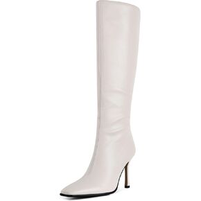 Knee High Boots, Women Thigh High Tall Leather Square Toe 3.74 In Stiletto Heel Sexy Fashion Side Zipper Fall Winter Long Boots