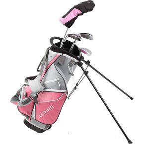 Junior Plus Complete Golf Club Set for Children, Kids - 5 Age Groups Boys and Girls - Right Hand, Real Girls Junior Golf Bag, Kids Golf Clubs Set (Pink Ages 5-6)