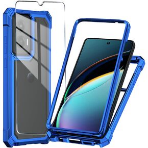 for Motorola Moto G Stylus 5G 2024 Case + Tempered Glass Screen Protector,Electroplated PC Front Frame Soft TPU Transparent Back Cover,Lmpact Airbags Protective Case Cover for G Stylus 5G 2024 (Black)