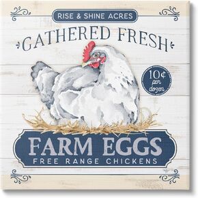 Stupell Industries Fresh Farm Eggs Rustic Canvas Wall Art by Mollie B.