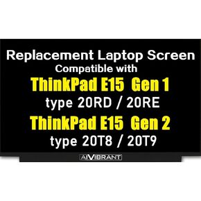 Replacement Laptop Screen Compatible with Lenovo ThinkPad E15 Gen 4 3 2 1 FHD 1920x1080, IPS 30Pin, No Bracket, Non-Touch 15.6'' LED LCD Display Panel Repair for 20RD 20RE 20T8