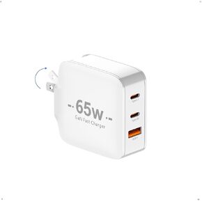 65W USB C Charger, TRYTHINK 3-Port GaN Charger Block Foldable Compact Fast Wall Charger Power Adapter for Notebook MacBook Pro/Air, Galaxy, for iPhone 15/14/Plus/Pro Max/13/12, and More
