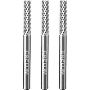 CAELUM 9901 Cylinder Tungsten Carbide Cutter, High-Performance Rotary Carving Bit, Metal Grinding Carving Tool Drill Bits, 1/8 In Shank Diameter for Die Grinder Kits, Silver, 3 Pcs