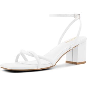 صنادل بكعب بأشرطة للنساء بكعب متوسط ​​مكتنز ومقدمة مربعة وإبزيم للكاحل in Kuwait