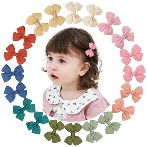 20PCS 2inch Hair Clips, BBGifts Girls' Tiny Bows Alligator Clips for Infants Toddlers 10 Bright Colors in Pairs Hair Accessory