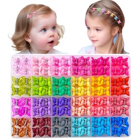 96pcs Baby Girl Hair Clips 24 Multicolors Colors Mini Hair Claw Clips Small Tiny Butterfly Claw Clips in Organizer Box Hair Accessories Clips