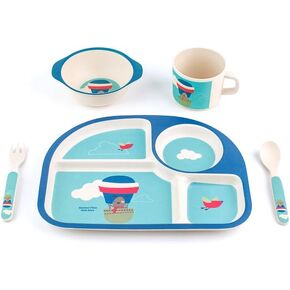 BF0263024S 5 Piece Kids Dinnerware Bamboo Fibre Set, Balloon