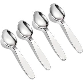 VANRA Premium 18/8 Stainless Steel Children Cutlery Set 5.9-inch Kids Dinner Spoons Set 4 Pieces Silverware Flatware Utensil Set for Home School (4 Spoons)