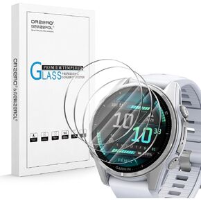 Orzero (3 Pack) Compatible for Garmin Fenix 8 AMOLED 43mm Watch Screen Protector, Tempered Glass 9 Hardness High Definition Anti-Scratch Bubble Free