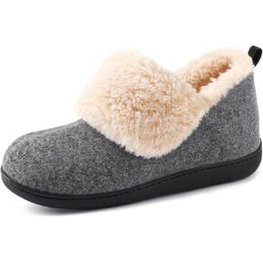 ULTRAIDEAS Women's Cozy Felt House Shoes with Rubber Sole, Memory Foam Closed Back Slippers with Fuzzy Plush Collar for Indoor Outdoor
