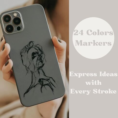 15 Pcs DIY Transparent Insert Sheets for iPhone 15 Pro Case with 24 Colors Dual Tip Creative Markers, Customized Switchable Inner Sheets, Compatible with Clear Phone Case, 6.1 Inch in Saudi Arabia