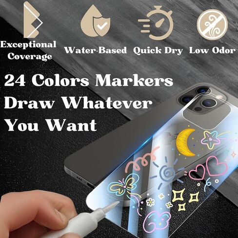 15 قطعة من أوراق الإدخال الشفافة لحافظة iPhone 15 Pro مع 24 لونًا من أقلام التحديد الإبداعية ذات الرأس المزدوج، أوراق داخلية قابلة للتبديل مخصصة، متوافقة مع حافظة الهاتف الشفافة، 6.1 بوصة in Saudi Arabia