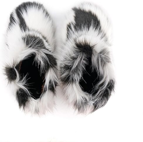 Women's Faux Fur Boots Furry Fuzzy Snow Boots Fluffy Winter Boots Warm Comfortable Mid-Calf Boots Outdoor Indoor Flat Shoes in Saudi Arabia