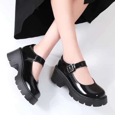 QHH Mary Jane Shoes Women Platform Mary Janes Pumps Round Toe Fashion Casual Shoes Comfortable Dress Shoes in Saudi Arabia