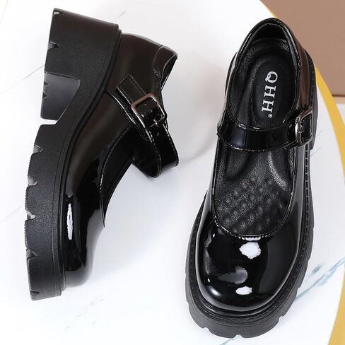 QHH Mary Jane Shoes Women Platform Mary Janes Pumps Round Toe Fashion Casual Shoes Comfortable Dress Shoes in Saudi Arabia