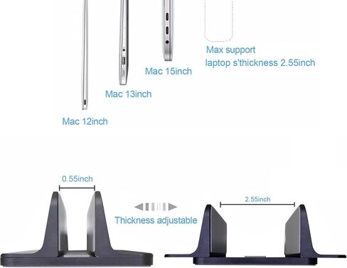 حامل كمبيوتر محمول رأسي من Acrebow، حامل ألومنيوم لسطح المكتب لجهاز MacBook مع حجم قاعدة قابل للتعديل، يناسب جميع أجهزة MacBook وSurface وChromebook وأجهزة الكمبيوتر المحمولة المخصصة للألعاب (حتى 17.3 بوصة)، فضي in Saudi Arabia