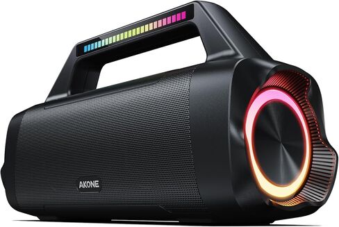 Portable Outdoor Bluetooth Speaker: 80W Loud Sound Wireless Durable Large Bocina with Lights Powerful Deep Bass Subwoofer TWS Stereo Sound Big Boombox Waterproof for Party Beach Camping Garage in Saudi Arabia