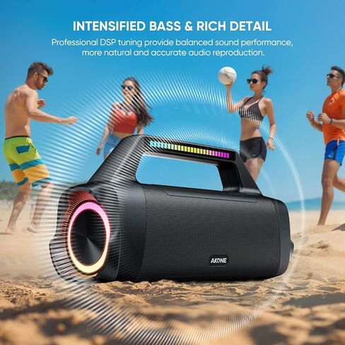 Portable Outdoor Bluetooth Speaker: 80W Loud Sound Wireless Durable Large Bocina with Lights Powerful Deep Bass Subwoofer TWS Stereo Sound Big Boombox Waterproof for Party Beach Camping Garage in Saudi Arabia