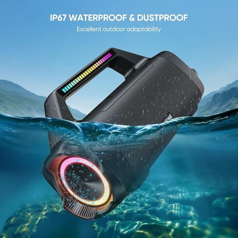 Portable Outdoor Bluetooth Speaker: 80W Loud Sound Wireless Durable Large Bocina with Lights Powerful Deep Bass Subwoofer TWS Stereo Sound Big Boombox Waterproof for Party Beach Camping Garage in Saudi Arabia