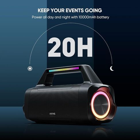 Portable Outdoor Bluetooth Speaker: 80W Loud Sound Wireless Durable Large Bocina with Lights Powerful Deep Bass Subwoofer TWS Stereo Sound Big Boombox Waterproof for Party Beach Camping Garage in Saudi Arabia