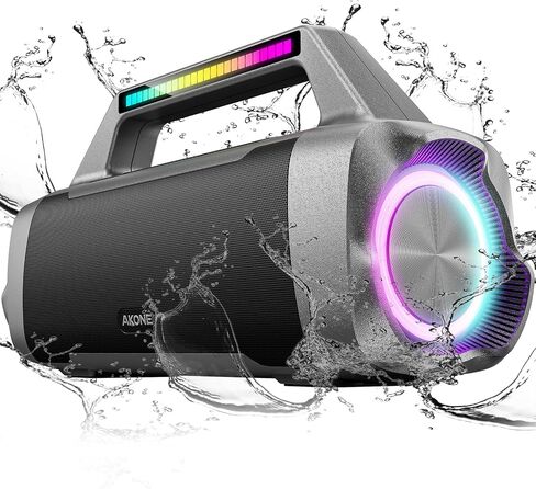 Portable Outdoor Bluetooth Speaker: 80W Loud Sound Wireless Durable Large Bocina with Lights Powerful Deep Bass Subwoofer TWS Stereo Sound Big Boombox Waterproof for Party Beach Camping Garage in Saudi Arabia