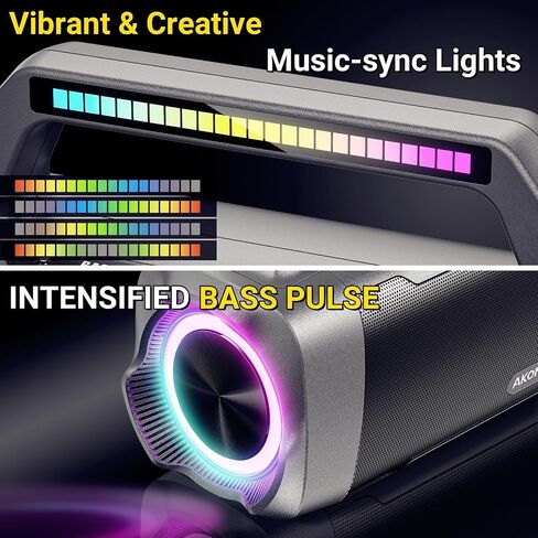 Portable Outdoor Bluetooth Speaker: 80W Loud Sound Wireless Durable Large Bocina with Lights Powerful Deep Bass Subwoofer TWS Stereo Sound Big Boombox Waterproof for Party Beach Camping Garage in Saudi Arabia