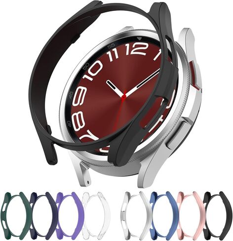 غطاء حماية LOKEKE متوافق مع ساعة Samsung Galaxy Watch 6 Classic مقاس 43 مم، غطاء حماية من البولي كربونات متوافق مع Samsung Galaxy Watch 6 Classic 43 مم (أسود PC) in Saudi Arabia