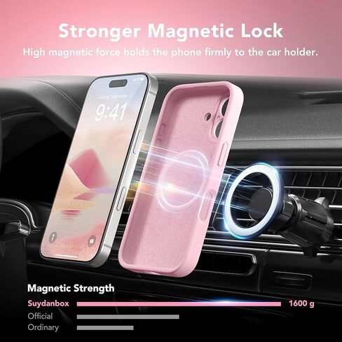 Magnetic for iPhone 16 Case, Compatible with MagSafe, [Full Camera Protection][2 Screen Protectors] Silicone Shockproof Protective Phone Case for iPhone 16 6.1", Chalk Pink in Saudi Arabia
