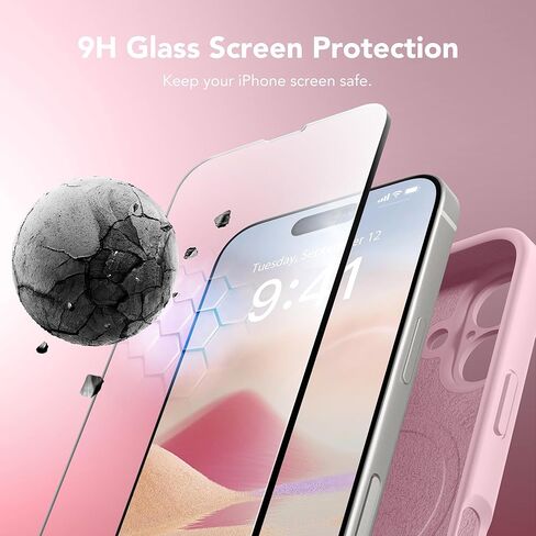 Magnetic for iPhone 16 Case, Compatible with MagSafe, [Full Camera Protection][2 Screen Protectors] Silicone Shockproof Protective Phone Case for iPhone 16 6.1", Chalk Pink in Saudi Arabia