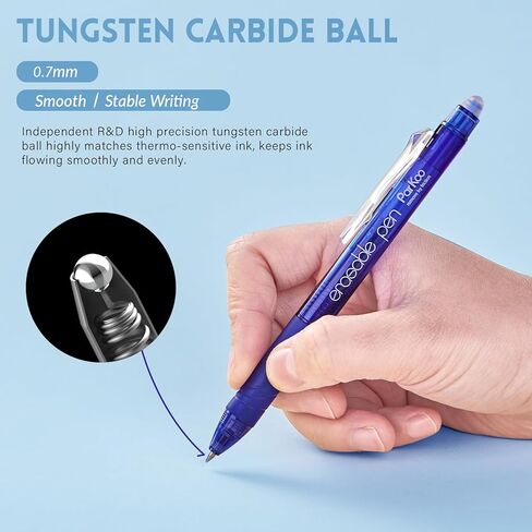 ParKoo Retractable Erasable Gel Pens Clicker 14 Colors, Fine Point 0.7mm, Make Mistakes Disappear, Comfort Grip for Writing Drawing Planners and School Supplies in Saudi Arabia