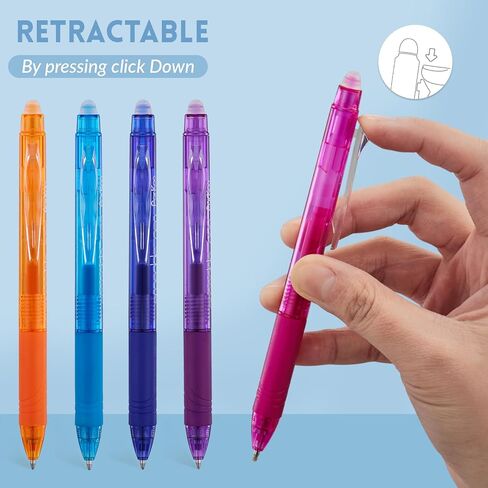 ParKoo Retractable Erasable Gel Pens Clicker 14 Colors, Fine Point 0.7mm, Make Mistakes Disappear, Comfort Grip for Writing Drawing Planners and School Supplies in Saudi Arabia