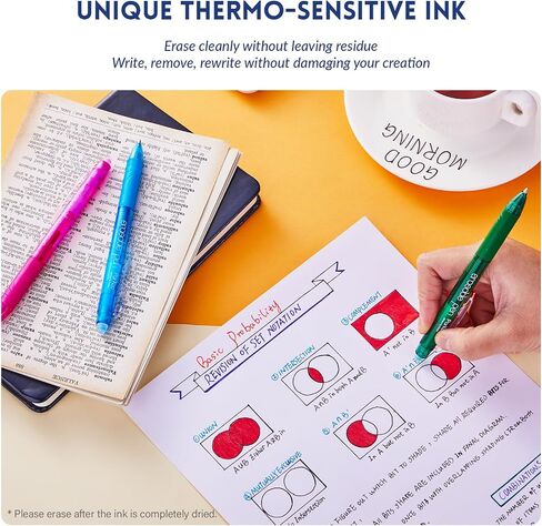 ParKoo Retractable Erasable Gel Pens Clicker 14 Colors, Fine Point 0.7mm, Make Mistakes Disappear, Comfort Grip for Writing Drawing Planners and School Supplies in Saudi Arabia