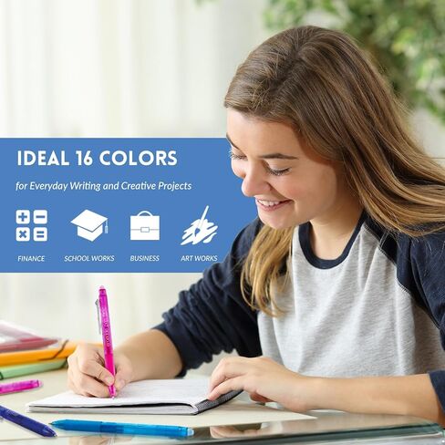 ParKoo Retractable Erasable Gel Pens Clicker 14 Colors, Fine Point 0.7mm, Make Mistakes Disappear, Comfort Grip for Writing Drawing Planners and School Supplies in Saudi Arabia