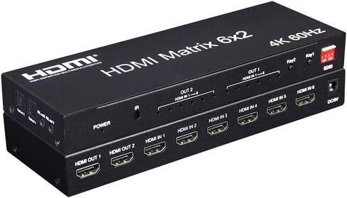6x2 HDMI 2.0 Matrix Switch Splitter, 6 in 2 Out HDMI Matrix Switcher Selector Supports 4K@60Hz 18Gbps UHD HDR HDCP 2.2, with Remote Control & Optical SPDIF 3.5mm Audio Extractor, EDID Management in Kuwait